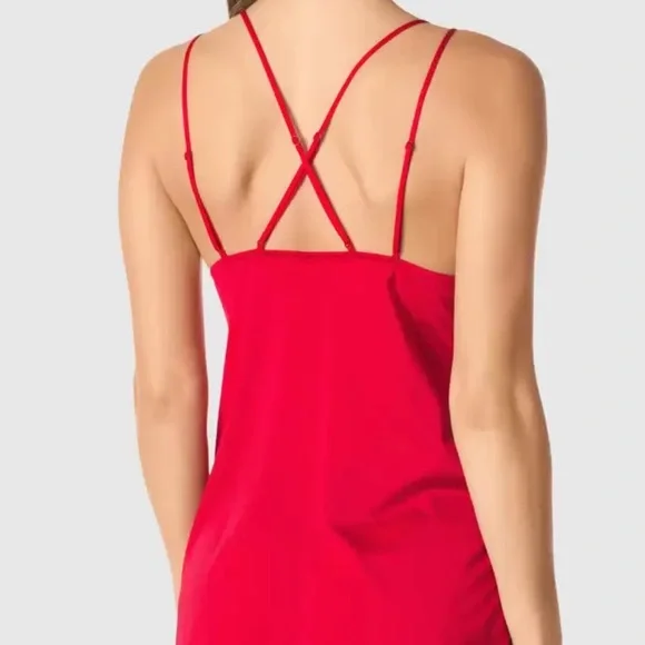 La SENZA Red Satin And Lace Chemise / Slip Dress - Picture 6 of 6